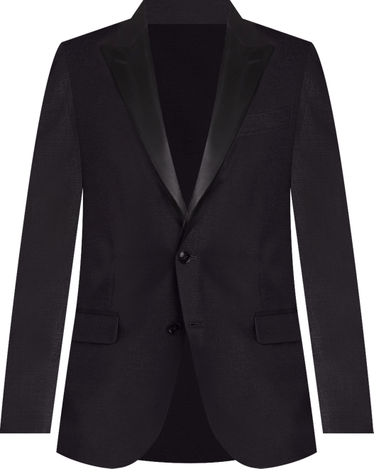 Men's Men s Black Wool Tuxedo Jacket with Satin Peak Lapels
