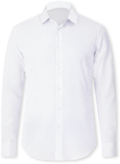 Men's Long Sleeve 4-Way Dot Print Dress Shirt