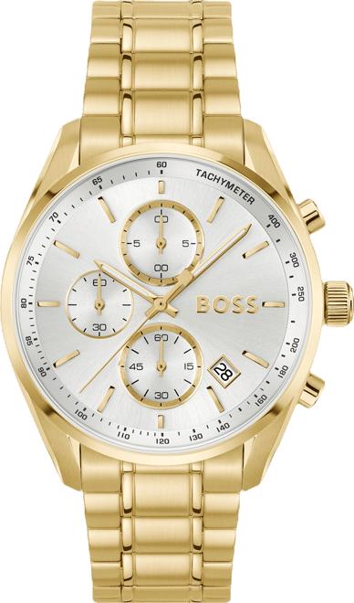 Men's Grand Prix 40 Quartz Fashion Chrono Ionic Plated Thin Gold Steel Watch, 40mm