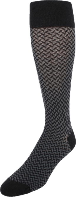 Benoit Herringbone Patterned Mid-Calf Merino Wool Socks (1 Pair)