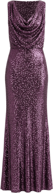 Women's Sequined Cowlneck Gown
