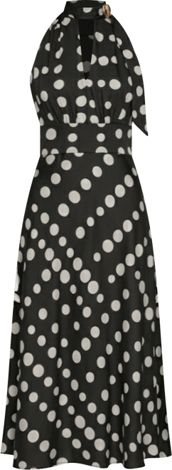 Donna Karan New York Women's Dot-Print Tie-Neck A-Line Dress