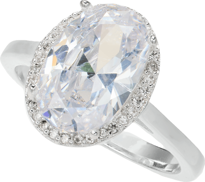 Cubic Zirconia Oval Halo Ring, Macy's Exclusive