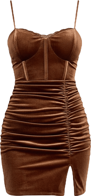 Juniors' Velvet Sweetheart Neck Dress