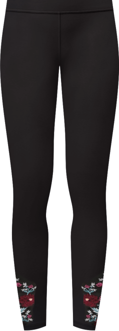 Plus Size Women'S Plus-Size Stretch-Cotton Knit Pull-On Embroidered Leggings