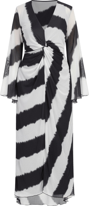Women's Monochrome Twist Front Midi Dress