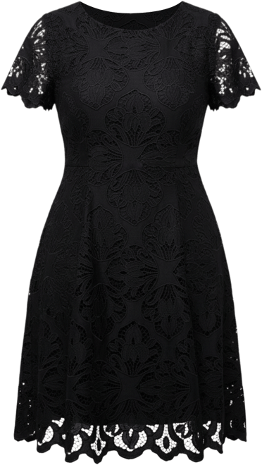 Women's Lace Little Black Party Dress with Cap Sleeve