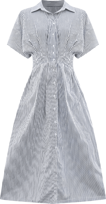 Women's Striped Button Down Shirt Beach Dress