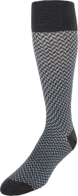 Benoit Herringbone Patterned Mid-Calf Merino Wool Socks (1 Pair)