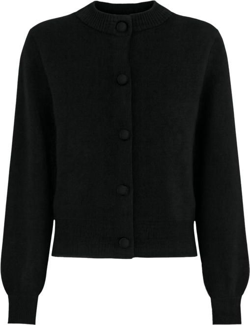 Black Cashmere Covered Button Quinn Cardigan