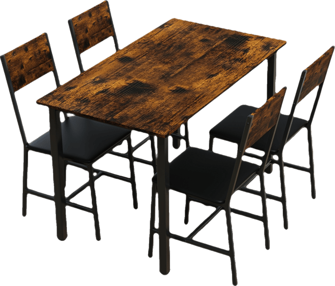 Casainc 5 Piece Metal and Wood Dining Table Set with 4 Chairs for Kitchen or Dining Room