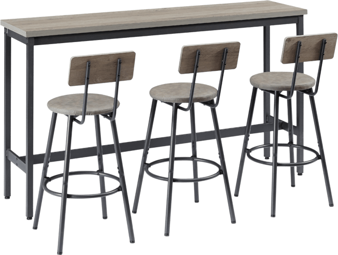 Casainc Long Bar Table Set with 3 Upholstered Stools for Kitchen, Dining or Banquet Hall