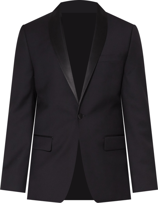 Men's Men s Black Wool Tuxedo Jacket with Satin Shawl Lapels