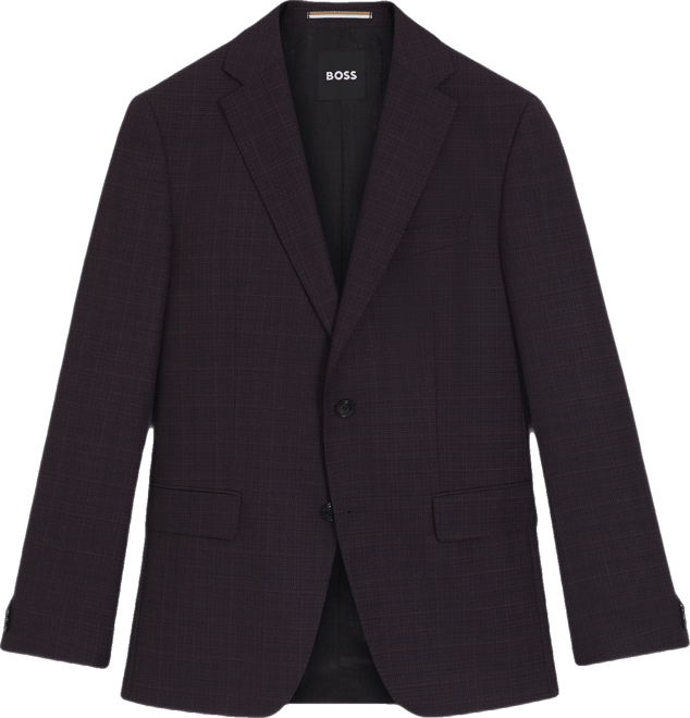 Boss by  Men's Checked Virgin Wool Slim-Fit Blazer