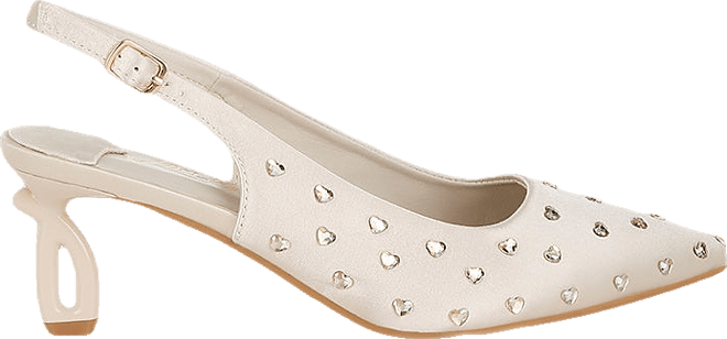 Dasavla Heart-Shaped Rhinestone Studded Slingbacks Women