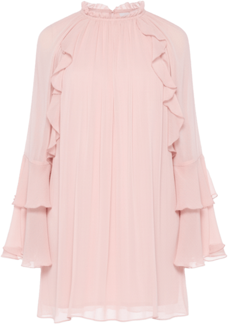 Juniors' Ruffled Chiffon Long-Sleeve Dress