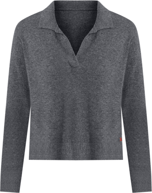 Women's Wool Cashmere Blend V Neck Collared Sweater