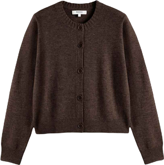 Women's Wool Cashmere Blend Crew Neck Cropped Cardigan