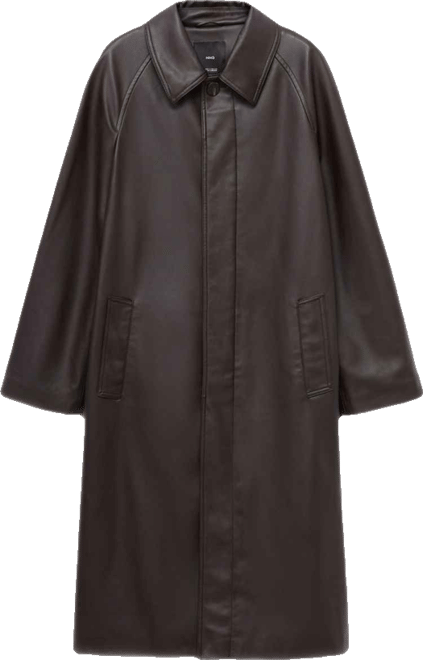 Women's Long Leather-Effect Trench Coat