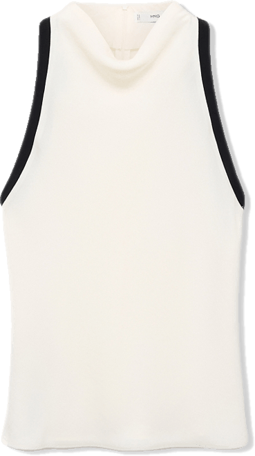 Women's Contrast Trim Draped Collar Blouse