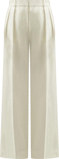 Women's Front-Pleated Silk-Linen Blend Trousers