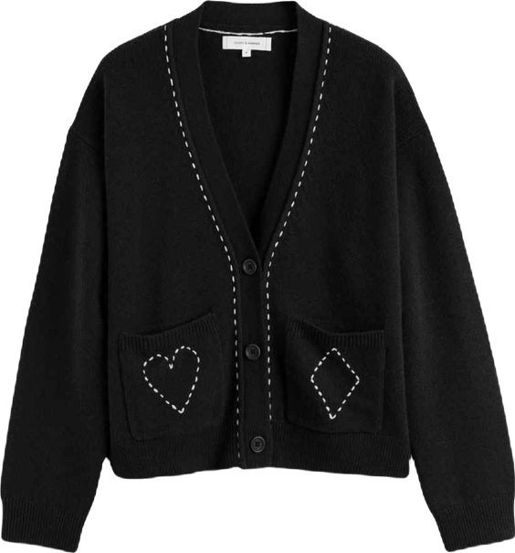 Women's Wool Cashmere Queen of Hearts Cardigan