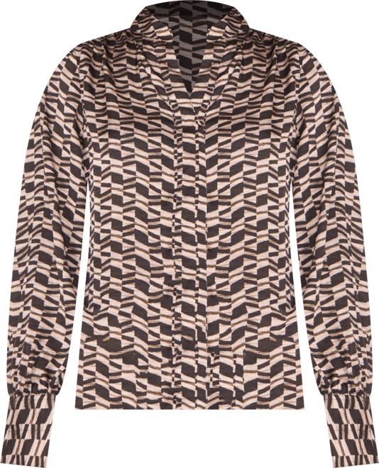 Women's Printed Split-Neck Wide-Cuff Blouse