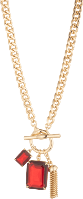 Imitation Siam Stone Toggle Pendant Necklace