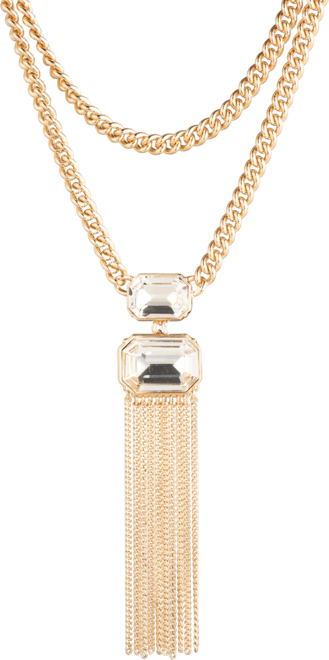 Glass Stone Gold-Tone Toggle Y Necklace