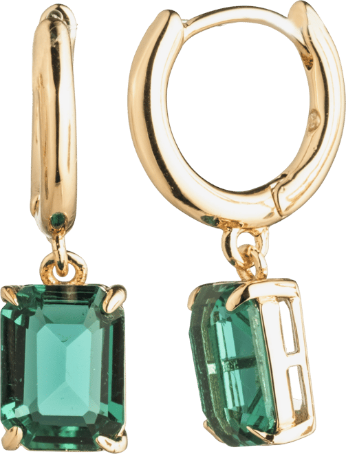 Glass Stone Drop Huggie Earrings