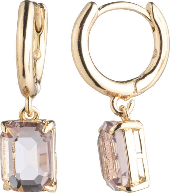 Glass Stone Drop Huggie Earrings