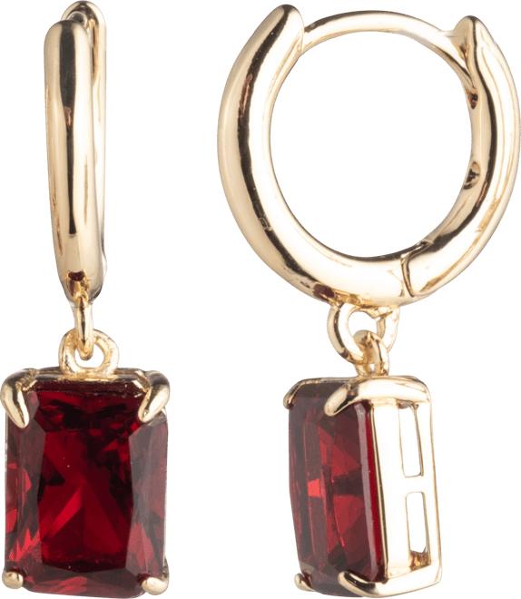 Glass Stone Drop Huggie Earrings