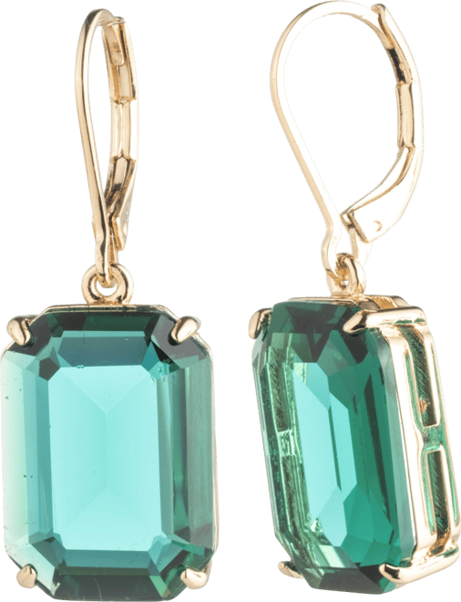 Glass Stone Gold-Tone Drop Earrings