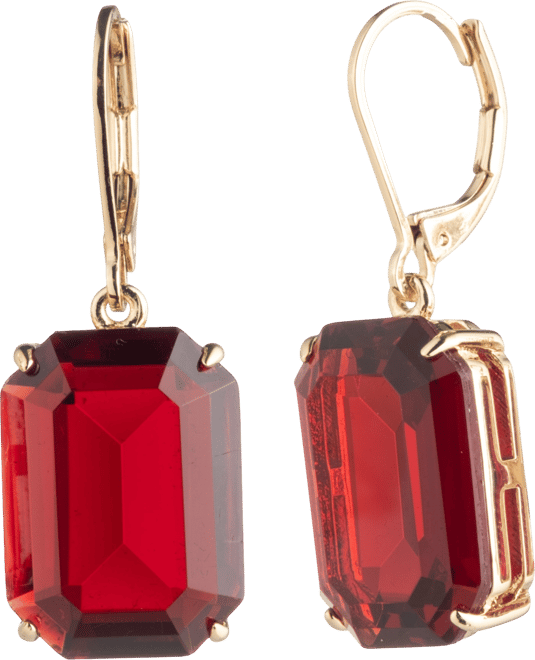 Glass Stone Gold-Tone Drop Earrings