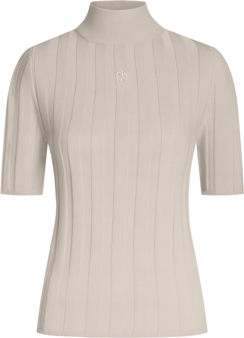 Women's Mock Neck Cotton Rib Knit Sweater