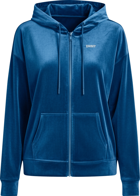 Women's Platinum Velour Rhinestone Logo Full-Zip Hoodie