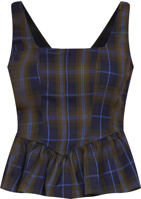 Women's Plaid Peplum Top