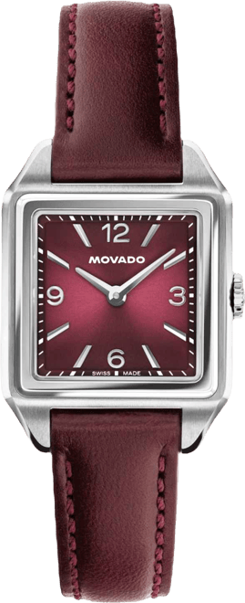 Women's 1917 Swiss Quartz Cherry Leather Watch, 25 x 34.1mm