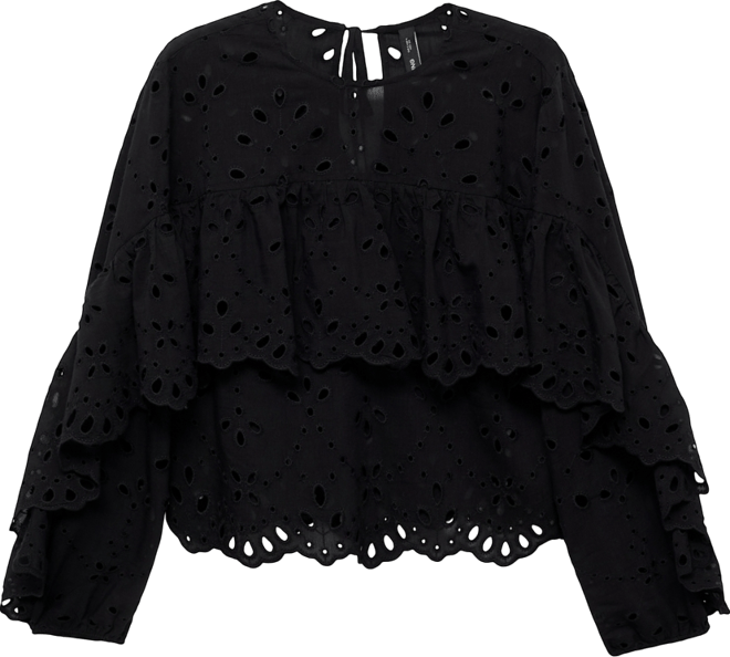 Women's Embroidered Eyelet Ruffles Blouse