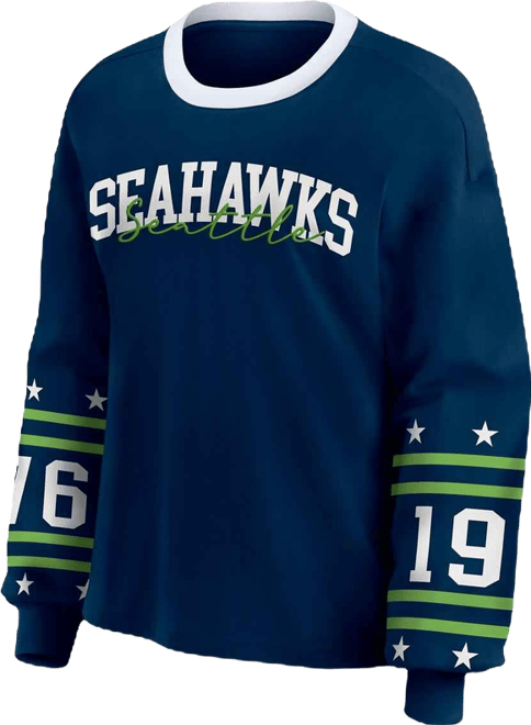 Women's College Navy Seattle Seahawks Plus Size Sport Long-Sleeve T-Shirt