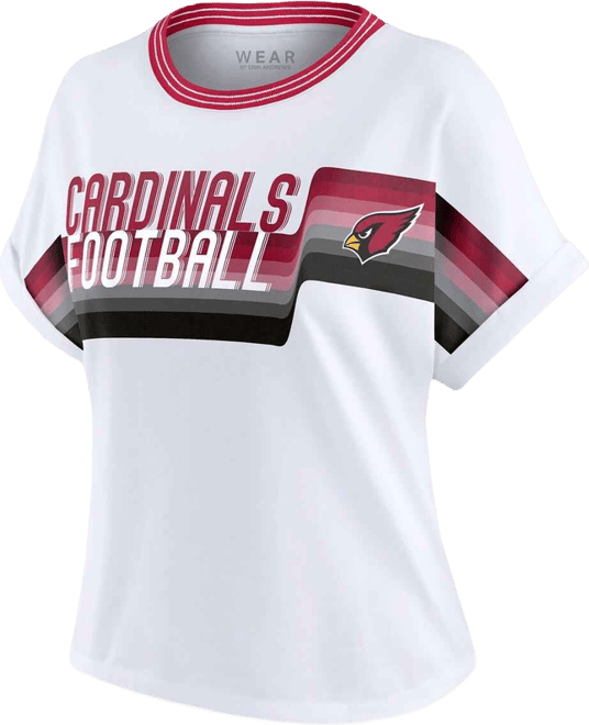 Women's White Arizona Cardinals Cropped Center Stripe Dolman T-Shirt
