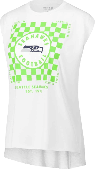 Women's White Seattle Seahawks Checker Muscle Tank Top