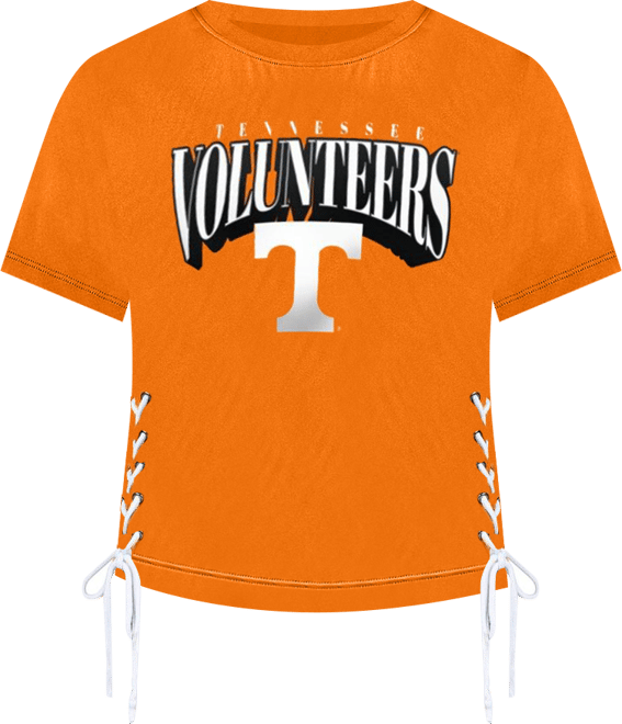 Women'sTennessee Orange Tennessee Volunteers Side Lace-Up Modest Crop T-Shirt