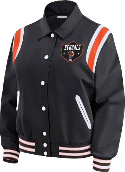 Women's Black Cincinnati Bengals Varsity Lightweight Full-Snap Jacket