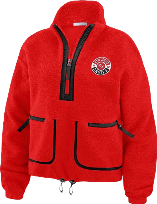 Women's Red New Jersey Devils Polar Fleece Half-Zip Jacket