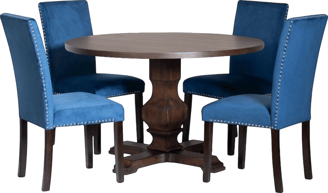 Fordsville 5-Pc Dining Set, Pedestal Round Table with 4 Stylish Chairs, Blue