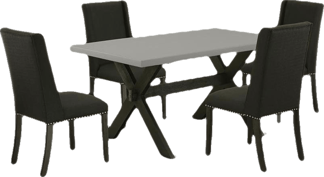 5-Pc Dining Table Set Included 4 Dining Chair Upholstered Nails Head Seat and Stylish Chair Back and rectangular dining Dining Tab