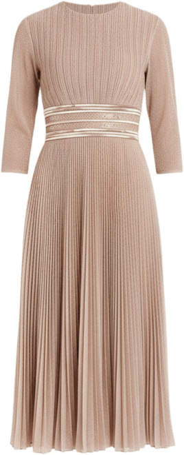 Women's Shimmering 3/4 Sleeve A-Line Midi Dress