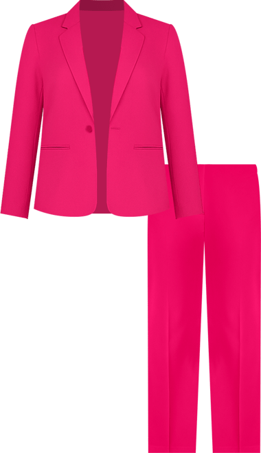 Plus Women's Notched-Lapel Blazer Pants Suit Set