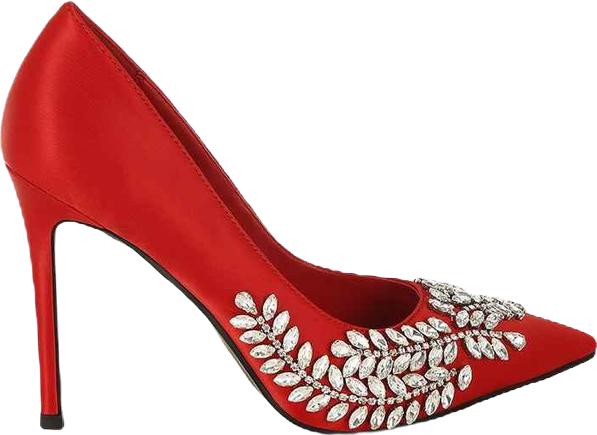 Rhinestones Embellished Satin Stiletto Pumps Women